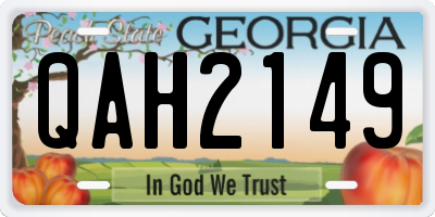 GA license plate QAH2149