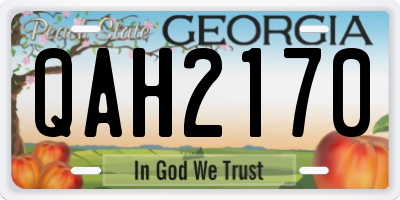 GA license plate QAH2170