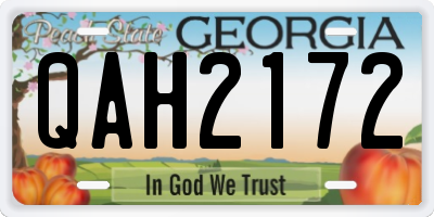 GA license plate QAH2172