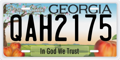 GA license plate QAH2175