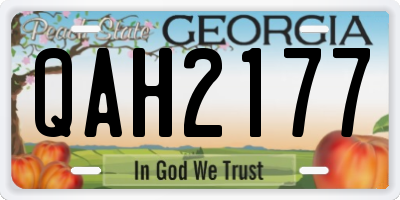 GA license plate QAH2177