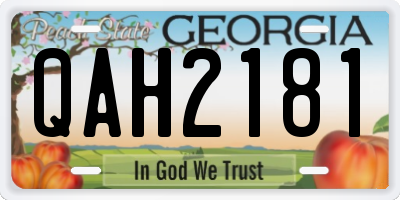 GA license plate QAH2181