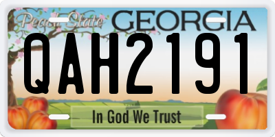GA license plate QAH2191