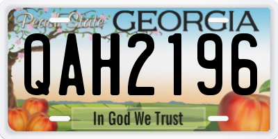 GA license plate QAH2196