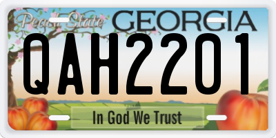 GA license plate QAH2201