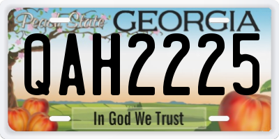 GA license plate QAH2225