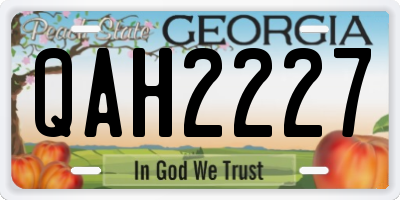 GA license plate QAH2227