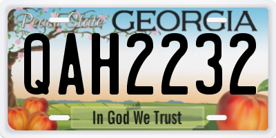 GA license plate QAH2232