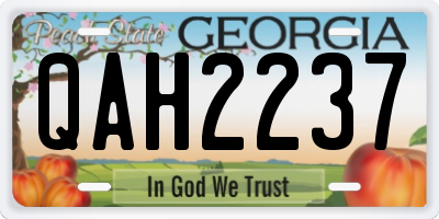 GA license plate QAH2237