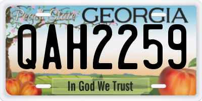GA license plate QAH2259