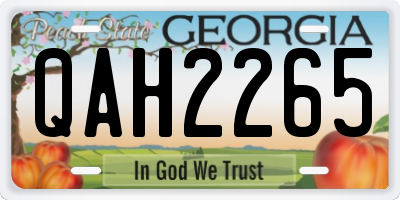 GA license plate QAH2265