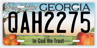 GA license plate QAH2275