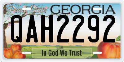 GA license plate QAH2292