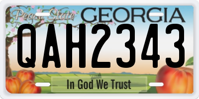 GA license plate QAH2343