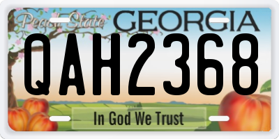 GA license plate QAH2368