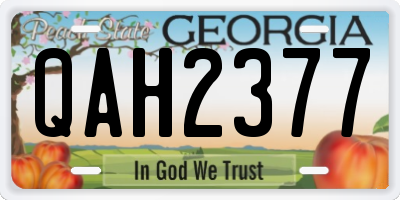GA license plate QAH2377