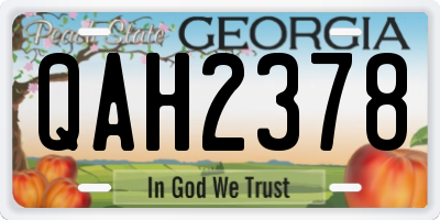 GA license plate QAH2378
