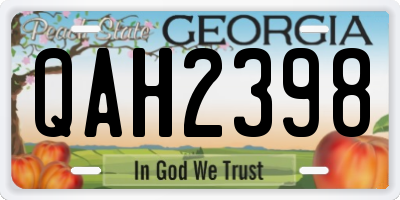 GA license plate QAH2398