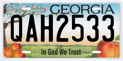 GA license plate QAH2533