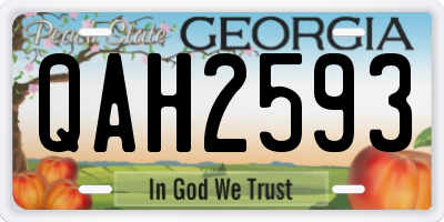 GA license plate QAH2593