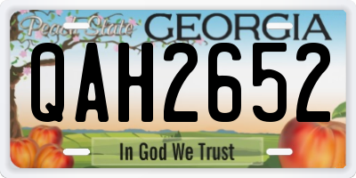GA license plate QAH2652