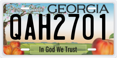 GA license plate QAH2701