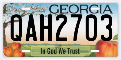 GA license plate QAH2703