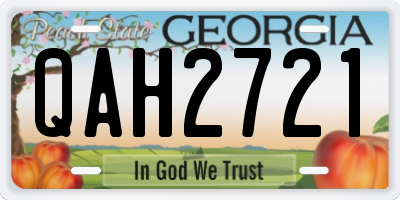 GA license plate QAH2721