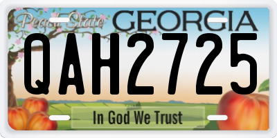 GA license plate QAH2725