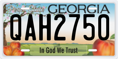 GA license plate QAH2750