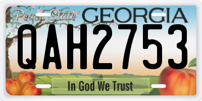 GA license plate QAH2753