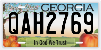 GA license plate QAH2769