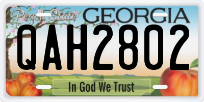 GA license plate QAH2802