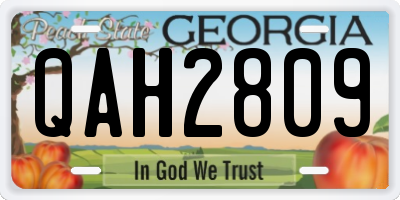 GA license plate QAH2809