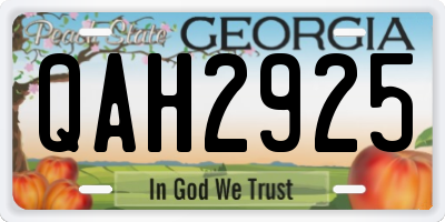 GA license plate QAH2925