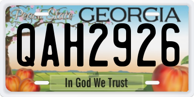 GA license plate QAH2926