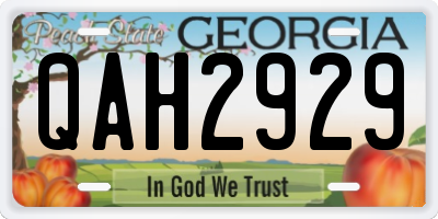 GA license plate QAH2929