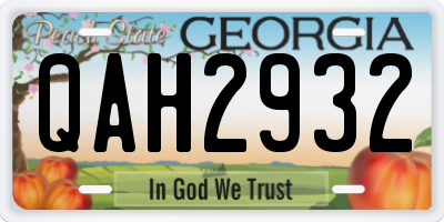 GA license plate QAH2932
