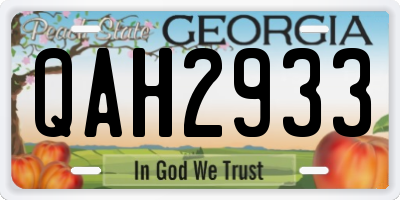 GA license plate QAH2933
