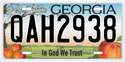 GA license plate QAH2938
