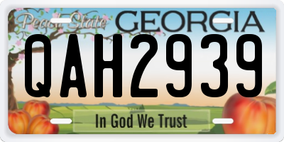 GA license plate QAH2939