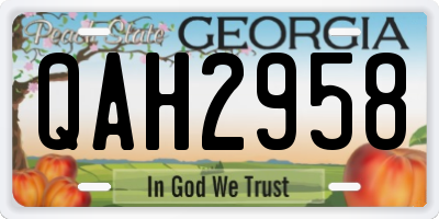 GA license plate QAH2958