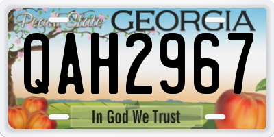 GA license plate QAH2967