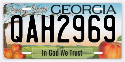 GA license plate QAH2969