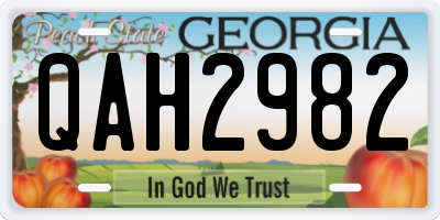 GA license plate QAH2982