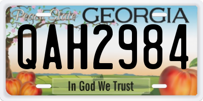 GA license plate QAH2984