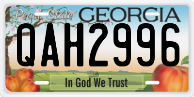 GA license plate QAH2996