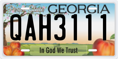 GA license plate QAH3111