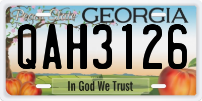 GA license plate QAH3126