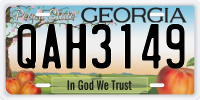 GA license plate QAH3149